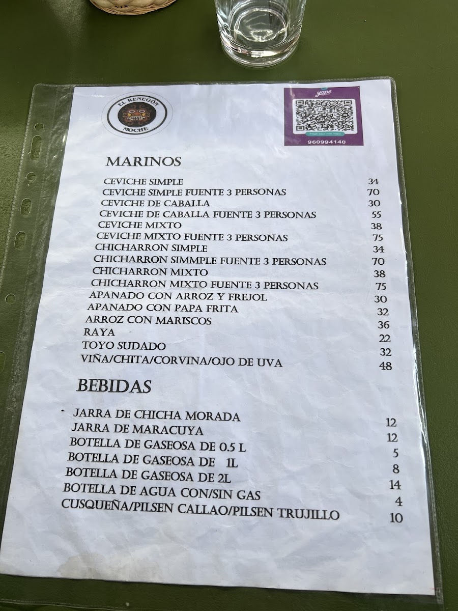 Menu El Renegon - Moche-1